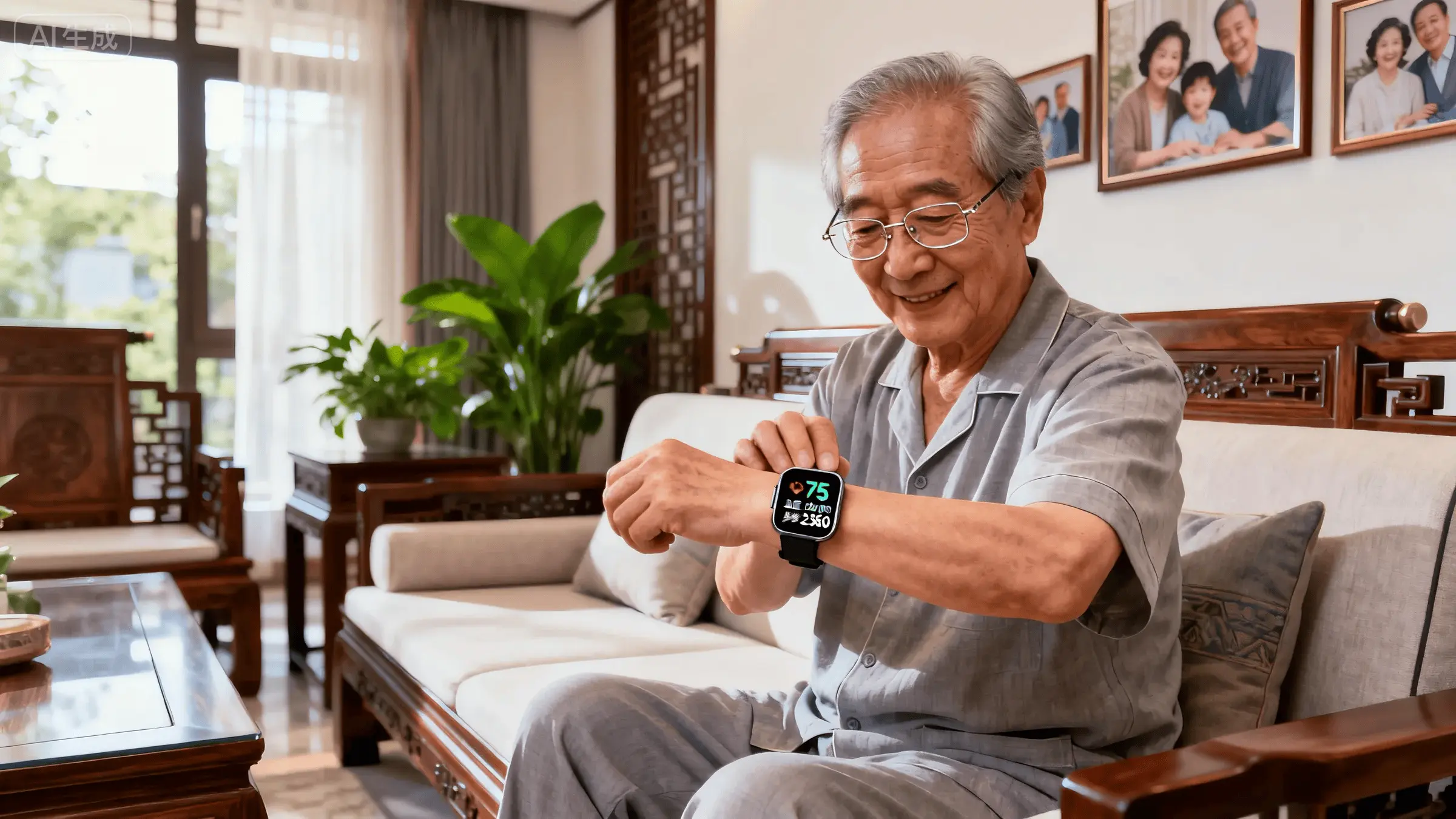 中老年居家看护场景 - 老年人使用智能手环
